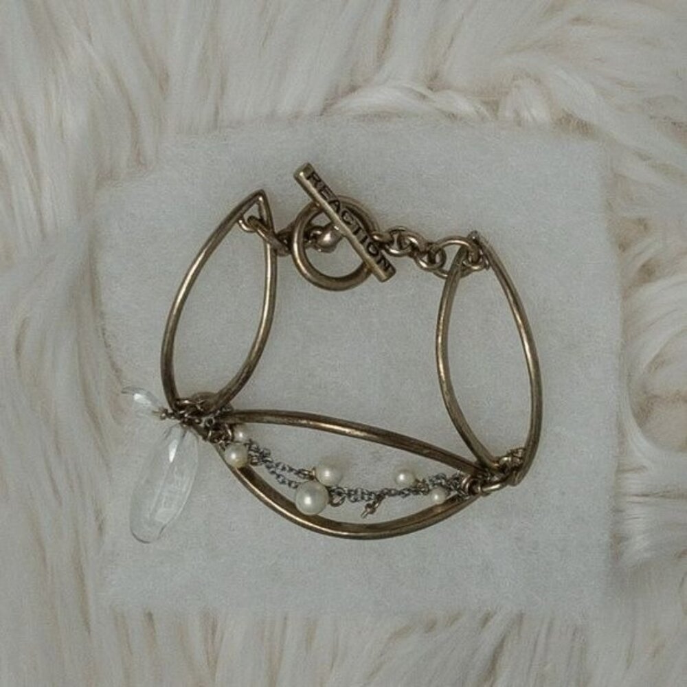 Kenneth Cole Reaction Gold-Tone Bracelet With Pearls & Crystal Accents Toggle